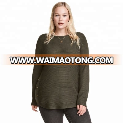 Round Neck Plus Size 4X Long Pullover Sweater with Button for Sale